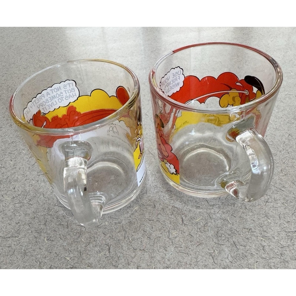 GARFIELD & ODIE Vintage 1978 Clear McDonald's Glass Coffee Cups Mugs (Set of 2) - Picture 8 of 9